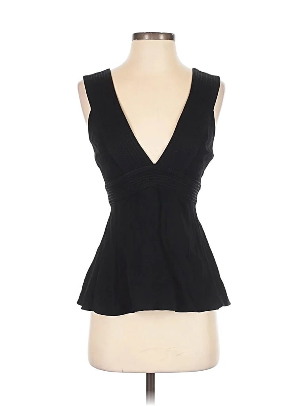 TROUVE Black Sleeveless‎ V Neck Contrast White Trim Blouse Top Womens S